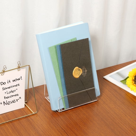 Ikoopy 2Pcs Acrylic Brochure Holder 8 x 6 x 4 Inch Clear Pamphlet Holder Display Stand for Trifold 6 Inch Flyer Pamphlet Booklet Menu Leaflet for Office Home Store with Non Slip Pad