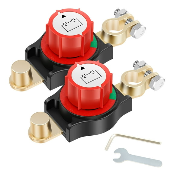 Ikoopy 2Pcs Battery Disconnect Switch 12V-48V Heavy Duty Top Post Battery Cut Off Switch Negative On/Off for Cars Vehicles RVs and Boats