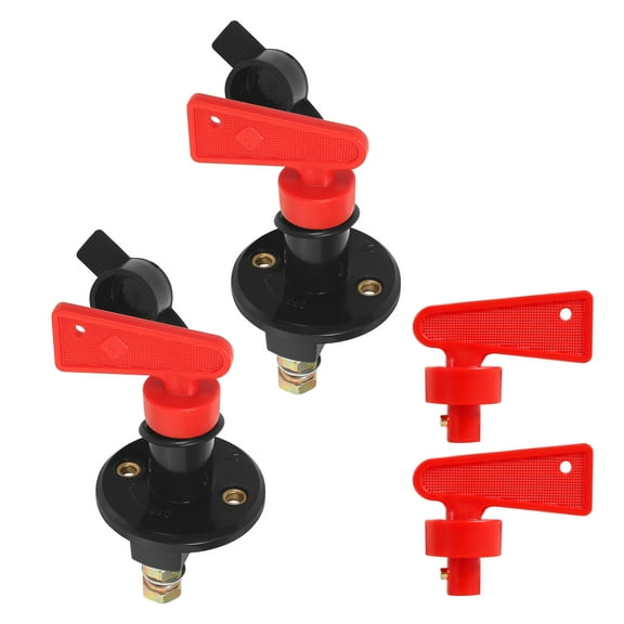 Ikoopy 2Pcs Battery Disconnect Switch DC 12V 24V Rust Resistant Battery Isolator Cut Off Switch with 4 Keys for Cars Vehicles RVs and Boats