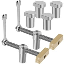 Ikoopy 2Pcs Bench Clamps 3/4inch Sturdy Woodworking Clamps Stainless Steel Workbench CNC Precision Machining Bench Clip with 2 Ratchet Wrench for Woodworking Carpenter