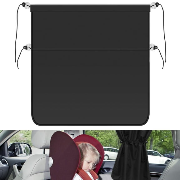 Ikoopy 2Pcs Car Window Shade Universal Car Sunshade Curtain Lightweight Automotive Side Window Privacy Curtain with 8 Suction Cups Washable Light Blocking Window Curtain for Kids Cars