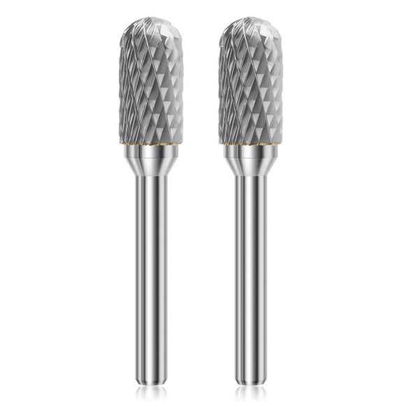 Ikoopy 2Pcs Carbide Die Grinder Bits for Rotary Tool Double Cut Tungsten Steel Rotary Burr Set Carving Tools for Wood Metal Grinding Engraving Deburring