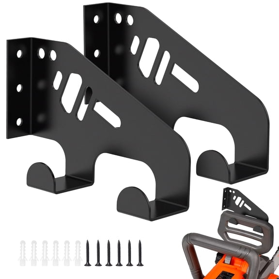 Ikoopy 2Pcs Chainsaw Holder Wall Mount Heavy DutyMetal Chainsaw Hanger with Mounting Hardware for Garage Organization