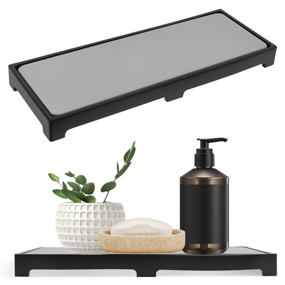 Ikoopy 2Pcs Instant Dry Sink Organizer Robust Sink Stone Tray Absorbent Instant Dry Sink Caddy Fast Drying Stone Sink Organizer Anti Slip Sink Drying Stone Rack for Bathroom Bar Home