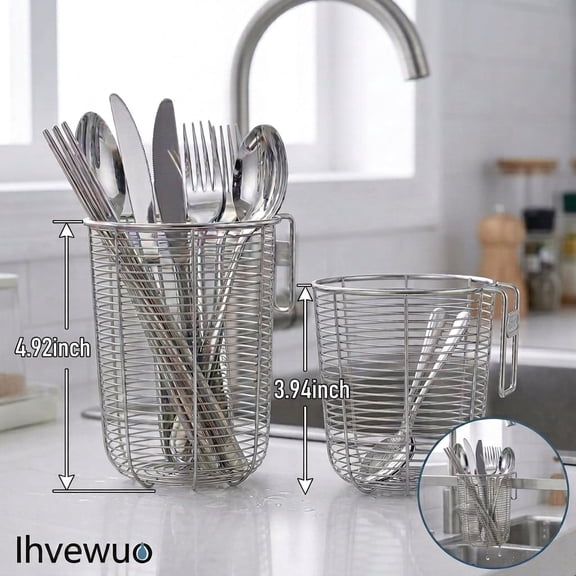 Stainless Steel Dishwasher Chopstick Basket 2-Pack, Fine Mesh Silverware Caddy for Small Items, Straws, Cutlery and Utensil Holder