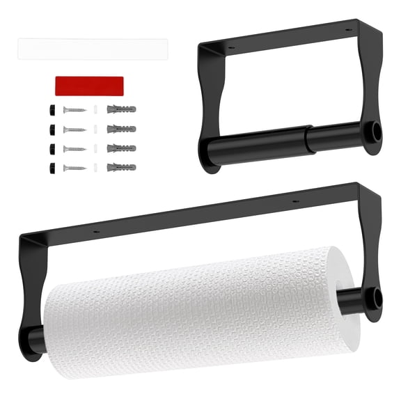 Wekvgz 2Pcs Paper Towel Holder Heavy Duty Stainless Steel Square Kitchen Roll Holder Drill/Adhesive Installation New Home Essential