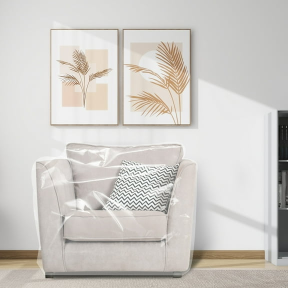Ikoopy 2Pcs Plastic Sofa Protector Cover Transparent Waterproof Recliner Chair Dust Cover for Home Living Room Bedroom Office