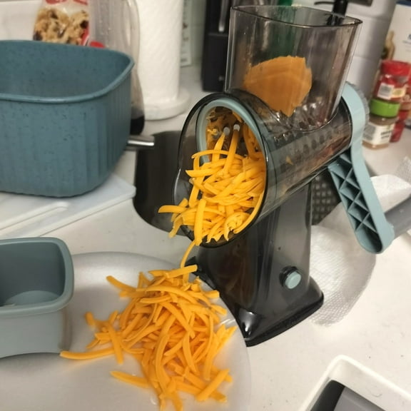 Ikoopy 2Pcs Rotary Cheese Grater with Handle Efficient Cheese Shredder Slicer with 6 Changeable Blades Manual Rotary Cheese Cutter Non Slip for Cheese Potato Zucchini
