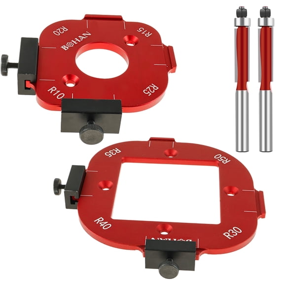 Ikoopy 2Pcs Round Corner Radius Template Aluminum Alloy Radius Jig Router Template 4 in 1 Arc Angle Positioning Template Portable Corner Radius Positioning Jig R10 R15 R20 R25 R30 R35 R40 R50