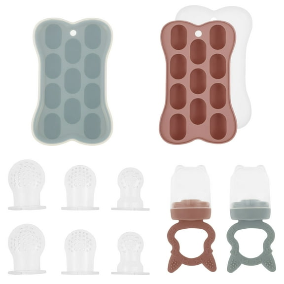 Ikoopy 2Pcs Silicone Baby Fruit Feeders With Food Freezer Mold Tray Versatile Dishwasher Safe Infant Teething Feeders for Safe Infant Self Feeding