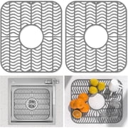 Ihvewuo 2Pcs Sink Protector Mat Nonslip Kitchen Sink Mat Flexible Silicone Drain Pad Silicone Pad with Drain Hole Dishwasher Safe for Kitchen Tableware Dishes