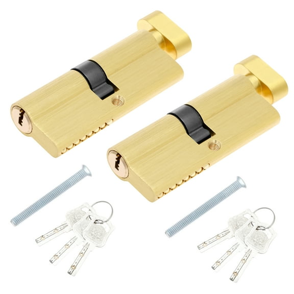 Ikoopy 2Pcs Solid Brass Lock Cylinder Rustproof Barn Door Lock Anti Scratch Handle Garage Door Latch Effective Protection for Home