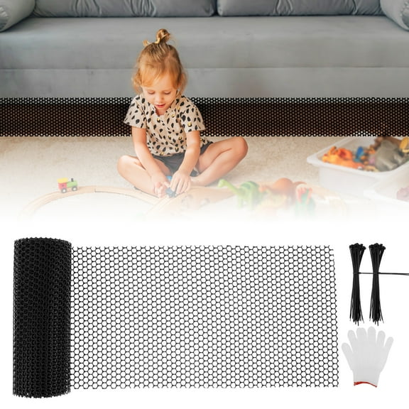 Ikoopy 2Sets Under Couch Blocker Cuttable Couch Toy Blocker with Ties and Gloves Reusable Plastic Under Sofa Blocker for Home Bedroom Living Room