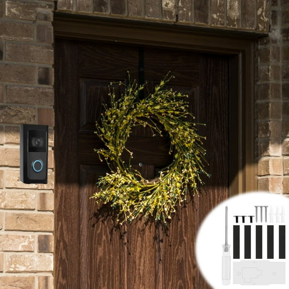 Ikoopy 2Sets Video Doorbell Mount Anti Theft Camera Doorbell Bracket Adjustable No Drilling Video Bell Holder Not Block Doorbell Motion Sensor for Houses Apartments