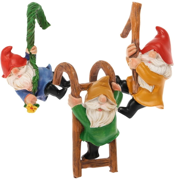 Ikoopy 3 Pcs Decorative Flower Pot Hugger Mini Resin Pot Hugger Creative Hanging Gnome Statue for Home Patio Garden Yard Outdoor