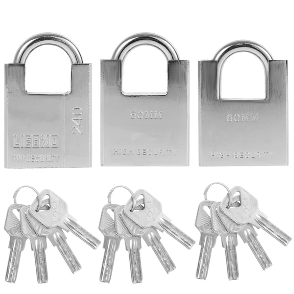 Heavy Duty Padlock Set - 3 Pcs High Security Locks (40/50/60mm) with Unique Keys, Rust-Resistant Weatherproof Design for Indoor/Outdoor Gates, Fences, and Storage