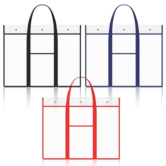 Ikoopy 3 Pcs Large Poster Storage Bag Transparent PVC Bulletin Board Holder with Handle and Pocket Portable Art Portfolio Container Multipurpose Poster Bag for Classroom Office Organization