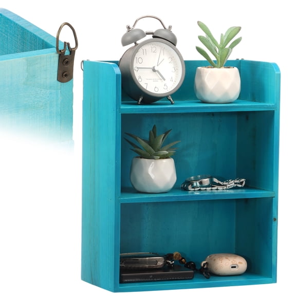 Ikoopy 3 Tier Wood Desktop Storage Shelf Decorative Open Style Wall Hanging Display Shelf for Kitchen Office Living Room