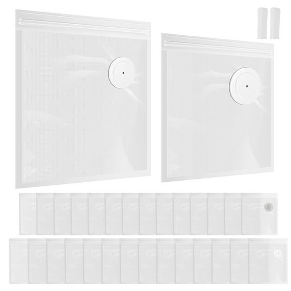 Ikoopy 30 Pcs Vacuum Sealer Bag for Food Resealable Vacuum Storage Seal Bag with Air Valve Ideal for Freshness Preservation 15 Small and 15 Medium
