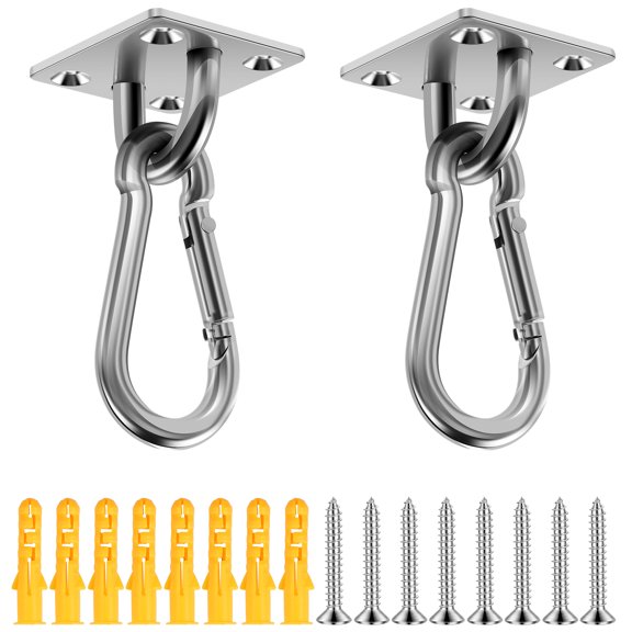 Ikoopy 304 Stainless Steel M6 Hammock Hanging Hook with Screws Heavy Duty Ceiling Hook Rustproof Hammock Hanging Kit for Indoor and Outdoor