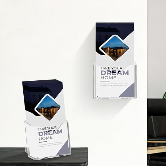 Ikoopy 30Pc Brochure Display Stand 4x9 Inches Acrylic Pamphlet Holder Stand Wall Mount or Countertop Clear Plastic Trifold Booklets Rack Card Holders Organizer for Display Flyer Post Card Document