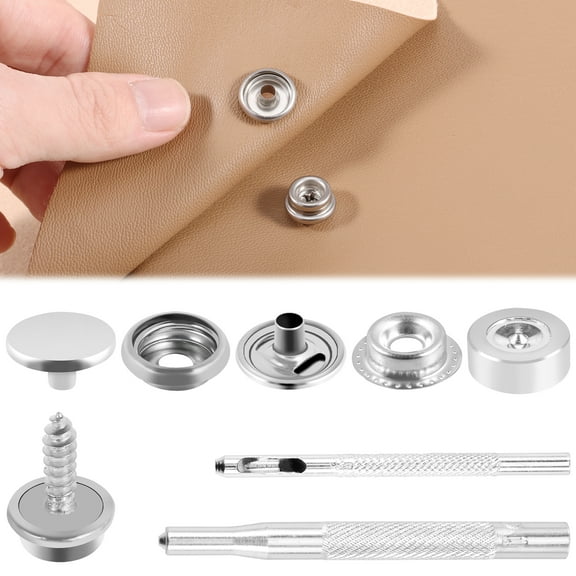 Ikoopy 323Pcs Snap Fastener Tool Kit Stainless Steel Snap Button Tool with Punch Multifunction Canvas Button Set for Boat Canvas Leather