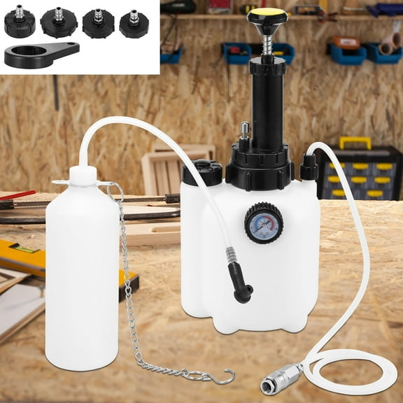 Ikoopy 3L Manual Brake Bleeder Kit with 1L Brake Fluid Bleed Bottle and 4 Master Cylinder Adapters One Person Brake Bleed Vacuum Pump Kit for Various Vehicles