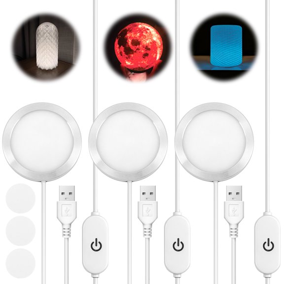 Ikoopy 3PCS RGB LED Lamp Kit for H2D/X1/P1P/A1 LED Light Kit for 3D Printed Model with USB Cable for Cabinet Display Case Bedroom