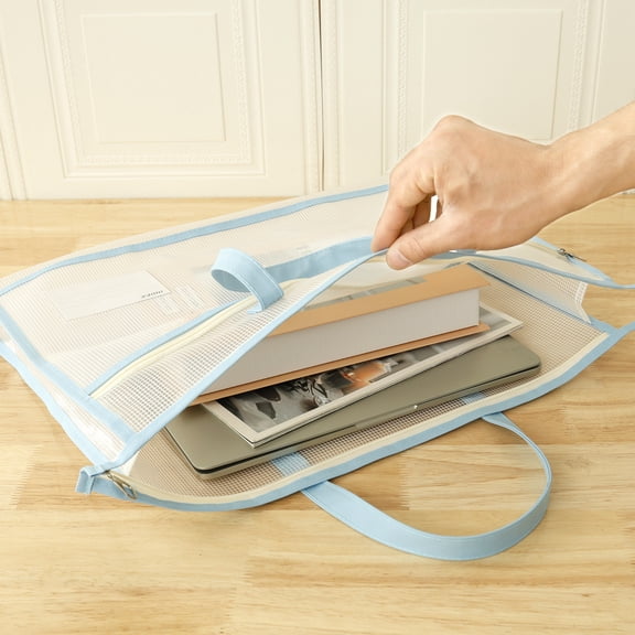 Ikoopy 3Pcs EVA Project Bag Two Layer Pocket Craft Storage Waterproof Mesh Zipper Handbag Clearly Organized Art Supply Bag for Office