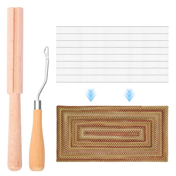 Ikoopy 3Pcs Latch Hook Tool Kit Rug Mesh Fabric Crochet Yarn Cutter Tool Rug Making Kit for Adult Beginner for Making Doormat Pillow Cover Sofa Blanket