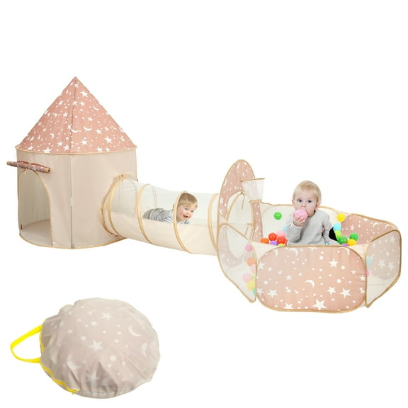 Ikoopy 3pcs Collapsible Kids Play Tent with Tunnel for Baby Toddlers Comfortable Kids Play Tent with Ball Pit Multipurpose Pop up Play Tent for Kindergarten Picnic Party