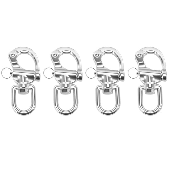 Ikoopy 4/3/2 Pcs 316 Stainless Steel Snap Swivel Shackle 360 Degree Rotation Swivel Eye Snap Shackle Quick Release Carabiner Hooks for Sailboat