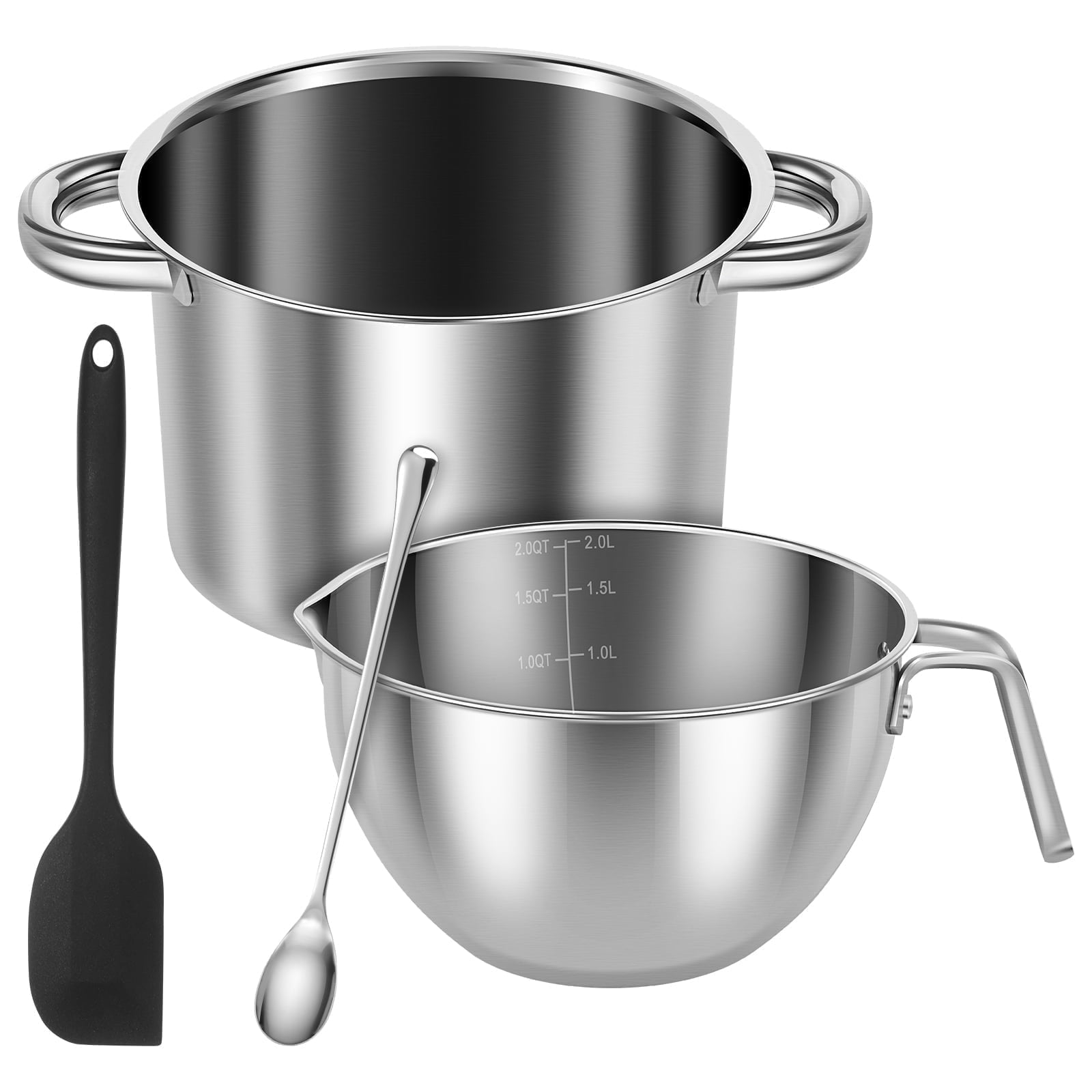 Ihvewuo 4 Pcs Double Boiler Cookware Set, 304 Stainless Steel Water ...