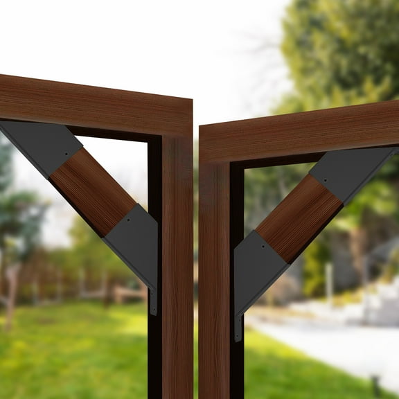 Ikoopy 4 Pcs Pergola Bracket with Drainage Holes 45 Degree Angle Bracket for Pergola Garage Treehouse Deck Lawn Log Cabin Patio Provides Firm Support