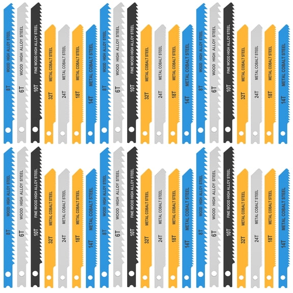Ikoopy 42Pcs U Shank Saw Blade Set HCS/HSS Saw Blade Assortment Kit with Storage Box Sturdy Wood and Metal Cutting Saw Blades Replacement 6T 8T 10T 14T 18T 24T 32T for Metal Plastic