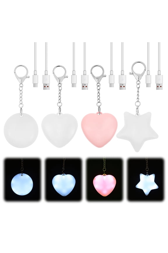 4Pcs Purse Glow Light Handbag Lights Bag Lights for Handbag Sensor Touch Activated Purse LED Lamp Heart Star and Round Shape for Women Lady Girl