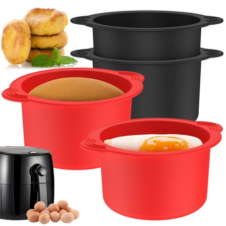 Ikoopy 4Pcs Silicone Air Fryer Egg Mold Reusable Egg Poacher Cups Non Stick Egg Poacher Heat Resistant Egg Poaching Cup Dishwasher Safe Microwave Egg Cooker Poached Egg Maker for Oven Microwave
