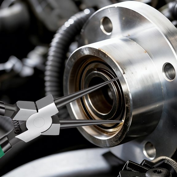 Ikoopy 4Pcs Snap Ring Pliers Set 7 Inch Ergonomic Internal and External Spring Loaded Circlip Pliers Hand Tool with Straight Bent Jaw for DIY Repair