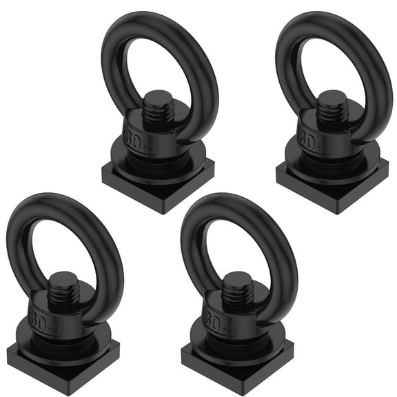 Ikoopy 4Pcs Stainless Steel T Track Mount Tie Down Anchor Heavy Duty M8 Ring Shaped Eye Bolt T Bolt Eye Nut Tie Down Ring for Car
