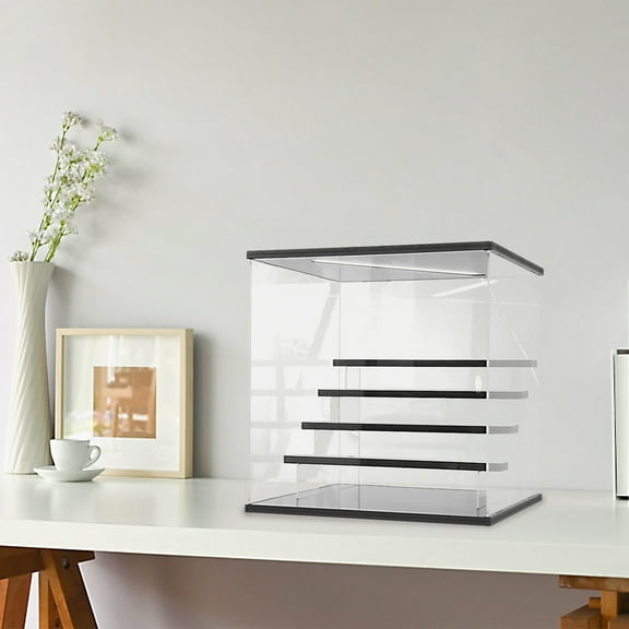 Ikoopy 5 Layers Acrylic Display Case With LED Light Dust Proof Transparent Action Figure Display Box Versatile Easy Assembly Collectibles Display Case for Home Shop Use
