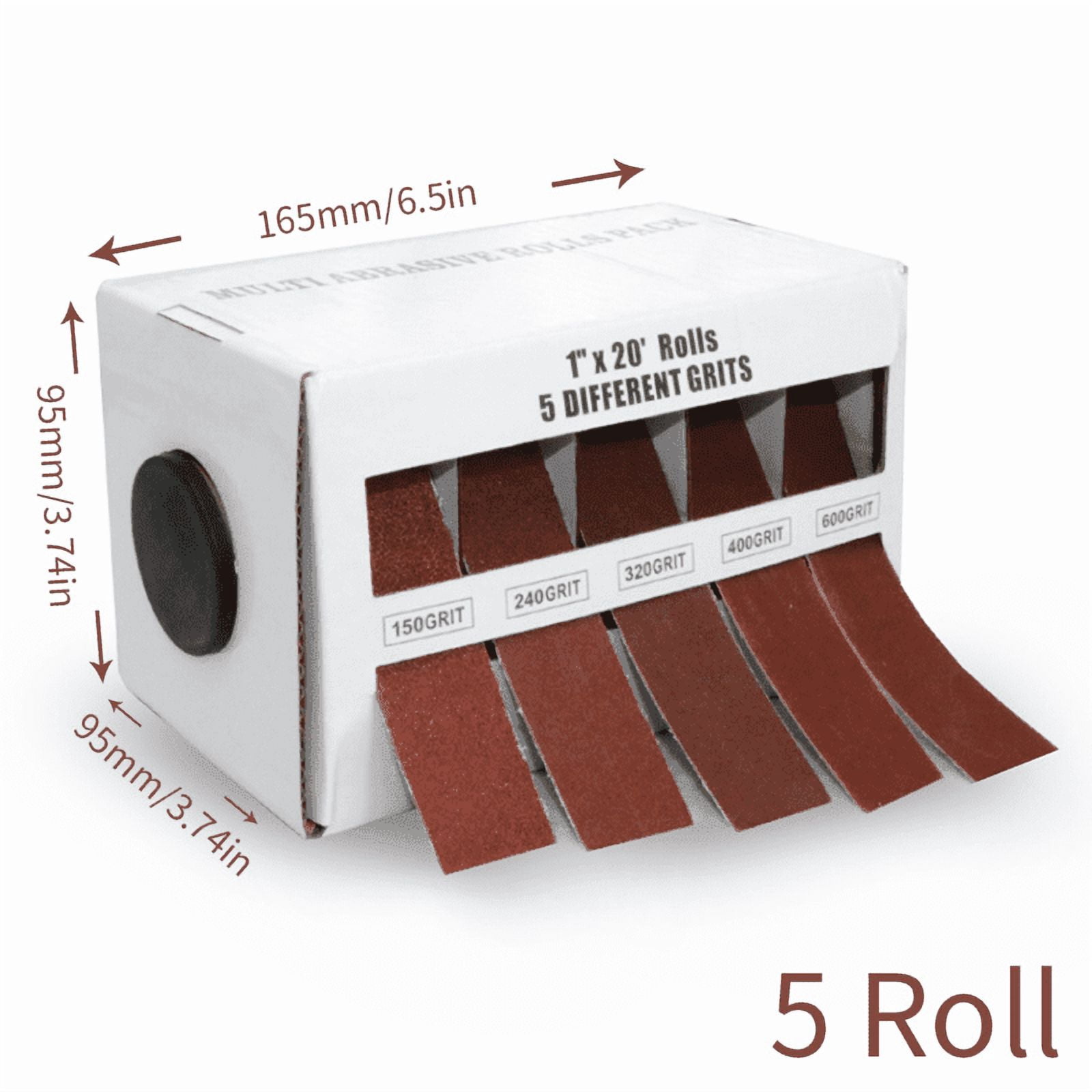 Hook And Loop Sandpaper Rolls, 4 Grits Emery Cloth Rolls 1 Inch X 20