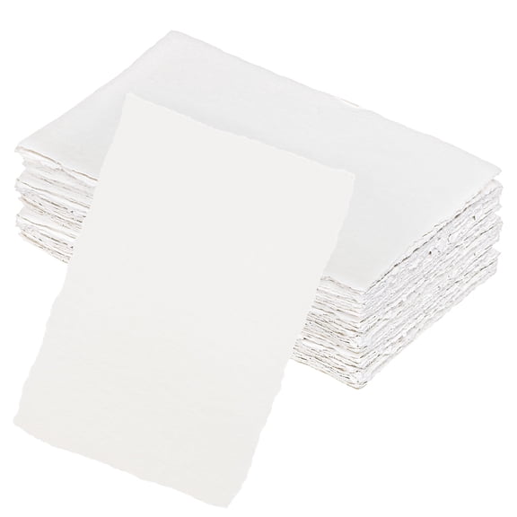 Ikoopy 50 Sheet Watercolor Paper 300gsm Handmade Deckled Edge Thick Textured Paper for Watercolors Weddings Invitations Cards Crafts