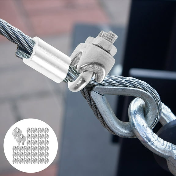 Ikoopy 50Pcs M3 Stainless Steel Wire Cable Clamp Versatile Rust Resistant Wire Rope Saddle Fastener for Clothesline Fencing System Hanging Banner