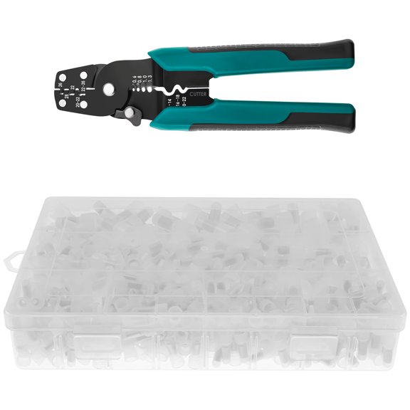 Ikoopy 580Pcs Aluminum Closed End Crimp Terminal Firm Connection Wire Crimp Terminal Connector with Crimping Pliers Safe for Car