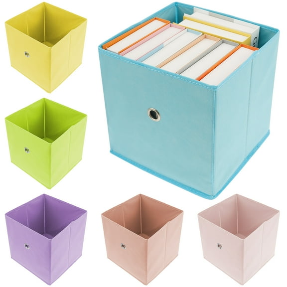 Ikoopy 6 Pcs Cube Storage Bin Sturdy Nonwoven Fabric Storage Bin with Base Board Foldable Cube Basket for Toy Clothing Book Souvenir