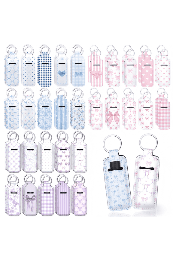 60pcs Lipstick Holder Keychain Portable Lip Gloss Bag Bulk Team Present Galentines Birthday Party Favor (Pink Blue Purple)