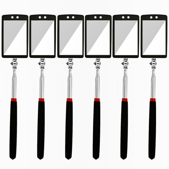 Ikoopy 6Pcs LED Telescoping Inspection Mirror Stainless Steel LED Mechanical Mirror Tool 360 Degree Rotation Visual Reflector for Car