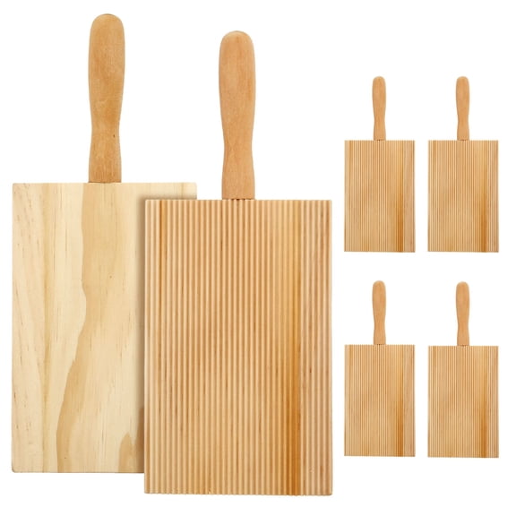 Ikoopy 6Pcs Wooden Gnocchi Boards With Ridged Texture Reusable Cavatelli Pasta Pad Multipurpose Rolling Boards With Comfortable Handle for Gnocchi Pasta Dumplings Macaroni