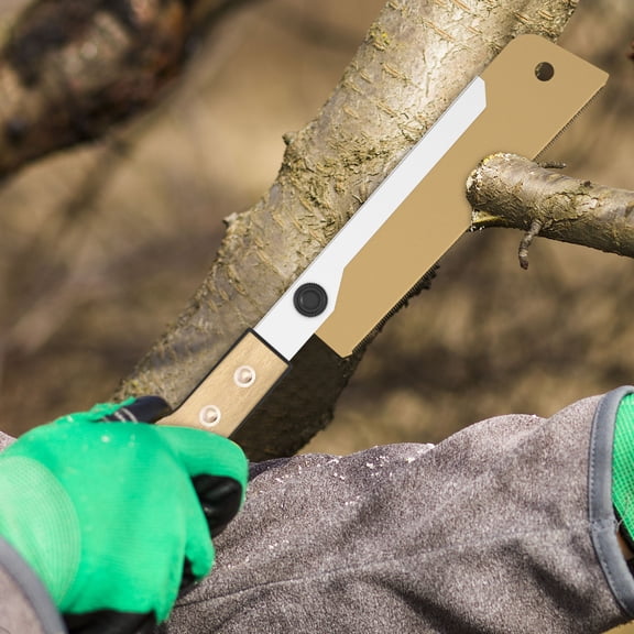 Ikoopy 7 inch Japanese Style Hand Saw High Carbon Steel Pull Saw Efficient Cutting Pull Sawblade 3 Sided Sharpening Hand Blade for DIY Gold