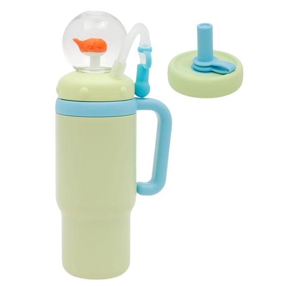 Ikoopy 710ml Whale Fountain Style Insulated Water Bottle Dishwasher Safe Leakproof Whale Squirt Style Vacuum Tumbler for Kids Teens Adults
